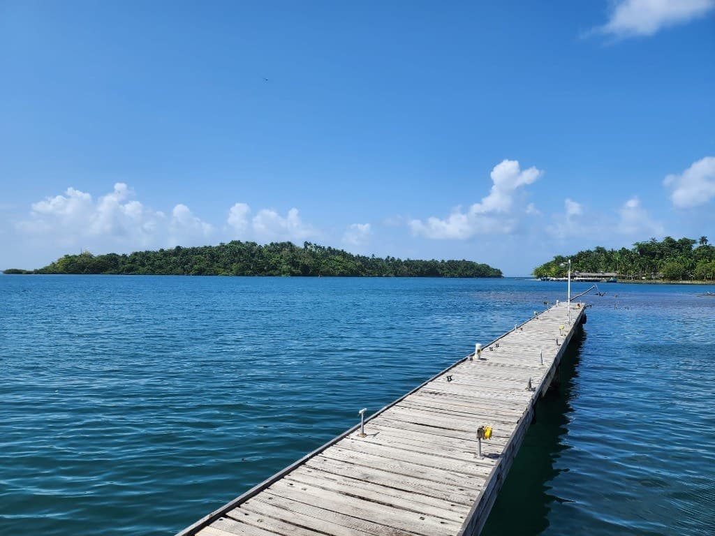 Port Antonio, Jamaica — wooden pier over the harbour